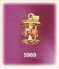 14Kt Two Tone Gold 3D Carousel W/Horses Charm