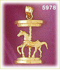 14K Gold Horse & Carousel Charm