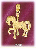 14K Gold Prancing Carousel Horse Charm