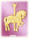 14K Gold Ornate Carousel Horse Charm