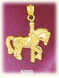 14K Gold Fancy Carousel Horse Charm