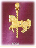 14K Gold Carousel Horse Galloping Charm