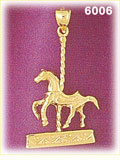 14K Gold Carousel Horse W/Platform Charm