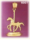 14K Gold Carousel Horse & Platform Charm