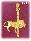 14K Gold Lion Carousel Charm