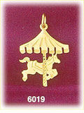 14K Gold Carousel Horse Silhouette Charm