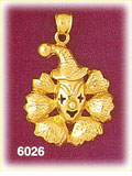 14K Gold Clown Head W/Ruffled Collar Charm
