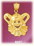 14K Gold Jester Clown Face Charm
