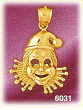 14K Gold Smiling Clown Face Charm