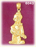 14K Gold Clown Playing Guitar Charm