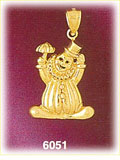 14K Gold Clown W/Umbrella Charm