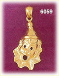14K Gold Surprised Clown Face Charm