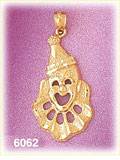 14K Gold Clown W/Ruffled Collar & Pointed Hat Charm