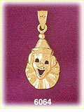 14K Gold Amusing Clown Face Charm
