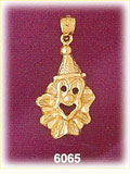 14K Gold Amused Clown Face Charm