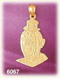 14K Gold Etched Clown Face Charm