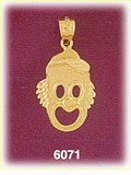 14K Gold Cutout Clown Face Charm