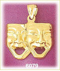 14K Gold Smiling Drama Masks Charm