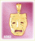 14K Gold Distraught Drama Mask Charm
