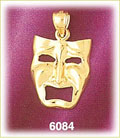 14K Gold Tragedy Drama Mask Charm
