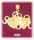14K Gold Drama Masks Charm