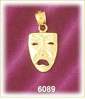 14K Gold 3D Tragedy Drama Mask Charm