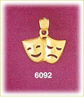14K Gold Tragedy Comedy Drama Masks Charm