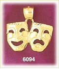 14K Gold Tragedy Comedy Drama Mask Charm