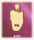 14K Gold Drama Mask Tragedy Mask Charm