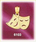 14K Gold Drama Masks Tragedy Comedy Charm