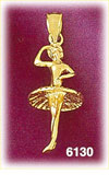 14K Gold 3D Ballet Dancer Charm