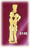 14K Gold Kissing Dancers Charm