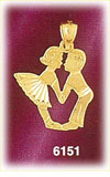 14K Gold Etched Dancing Couple Charm