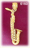14K Gold Saxophone 3D Charm