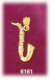 14K Gold 3D Saxophone Sax Charm