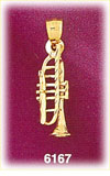 14K Gold Trumpet 3D Instrument Charm