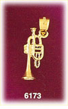 14K Gold 3D Brass Trumpet Charm