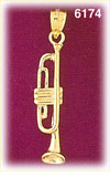 14K Gold Brass Trumpet Charm
