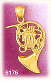 14K Gold Double French Horn Charm