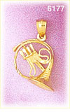 14K Gold 3D French Horn Charm