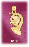 14K Gold French Horn Charm