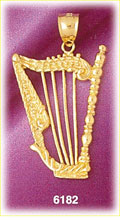 14K Gold Pedal Harp Charm