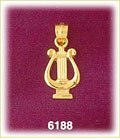 14K Gold Lyre Harp Charm