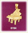 14K Gold Etched Piano Charm