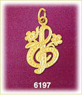 14K Gold Floral Treble Clef Charm