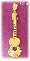 14K Gold Polished Guitar Charm