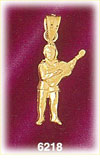 14K Gold Guitarist Playing Guitar Charm