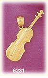 14K Gold Violin Musical Instrument Charm