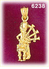 14K Gold Bagpiper Charm