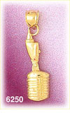 14K Gold Hanging Microphone Charm